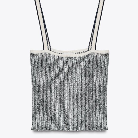 ZARA STRIPED CUT-OUT KNIT TOP - Picture 3 of 8